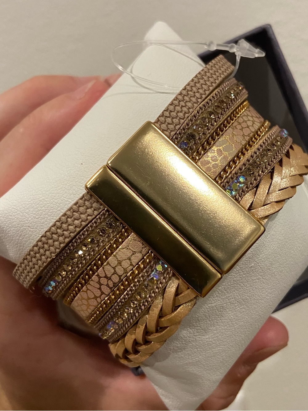 New SAACHI Gold Dial Wrap Watch -
Braided Vegan Leather - Picture 5 of 7